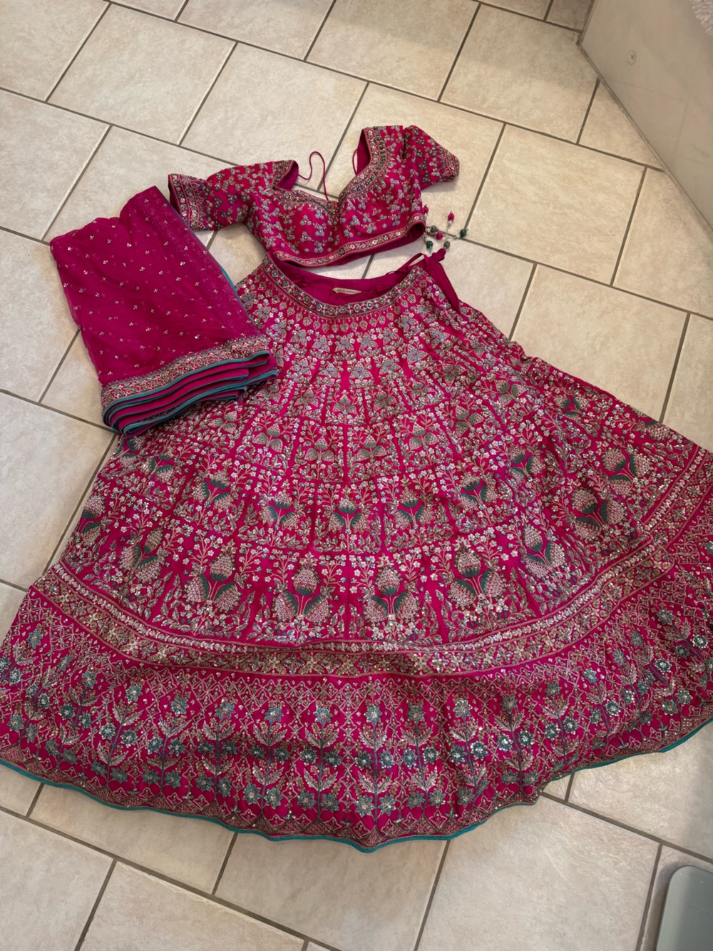 Anita Dongre Pink Zardosi Embroidered Lehenga Set